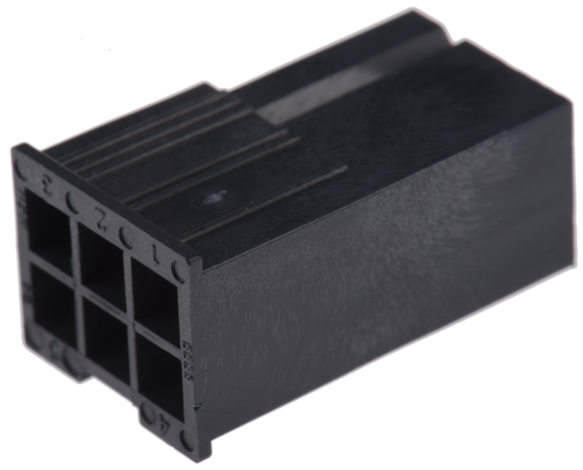 Molex, Mini-Fit Jr Male Connector Housing, 4.2mm Pitch, 6 Way, 2 Row