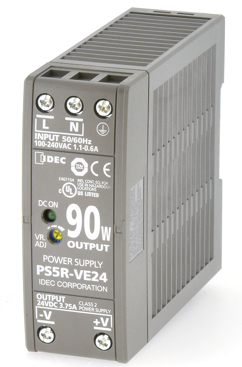 Idec PS5R Switched Mode DIN Rail Power Supply, 85 → 264 V ac / 100 → 370V dc ac, dc Input, 24V dc dc