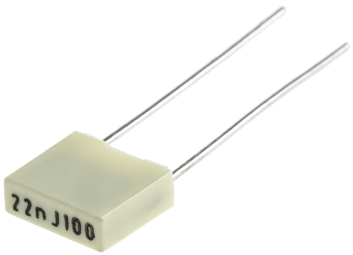 KEMET R82 Polyester Film Capacitor, 63 V ac, 100 V dc, ±5%, 22nF, Through Hole