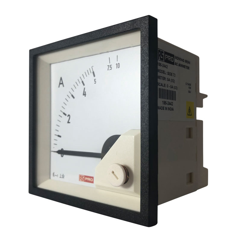 RS PRO Analogue Panel Ammeter 10 (Input)A AC, 68mm x 68mm, 1 % Moving Iron