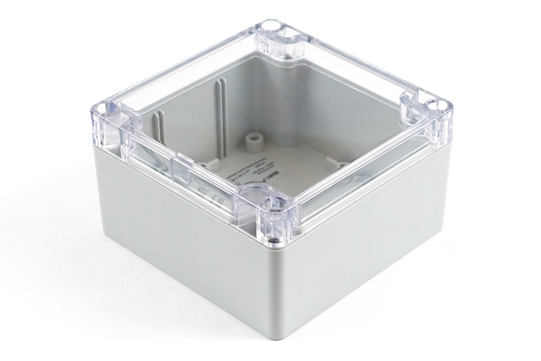 Hammond 1554 Series Polycarbonate Enclosure, IP68, Clear Lid, 4.13 x 4.13 x 2.36in