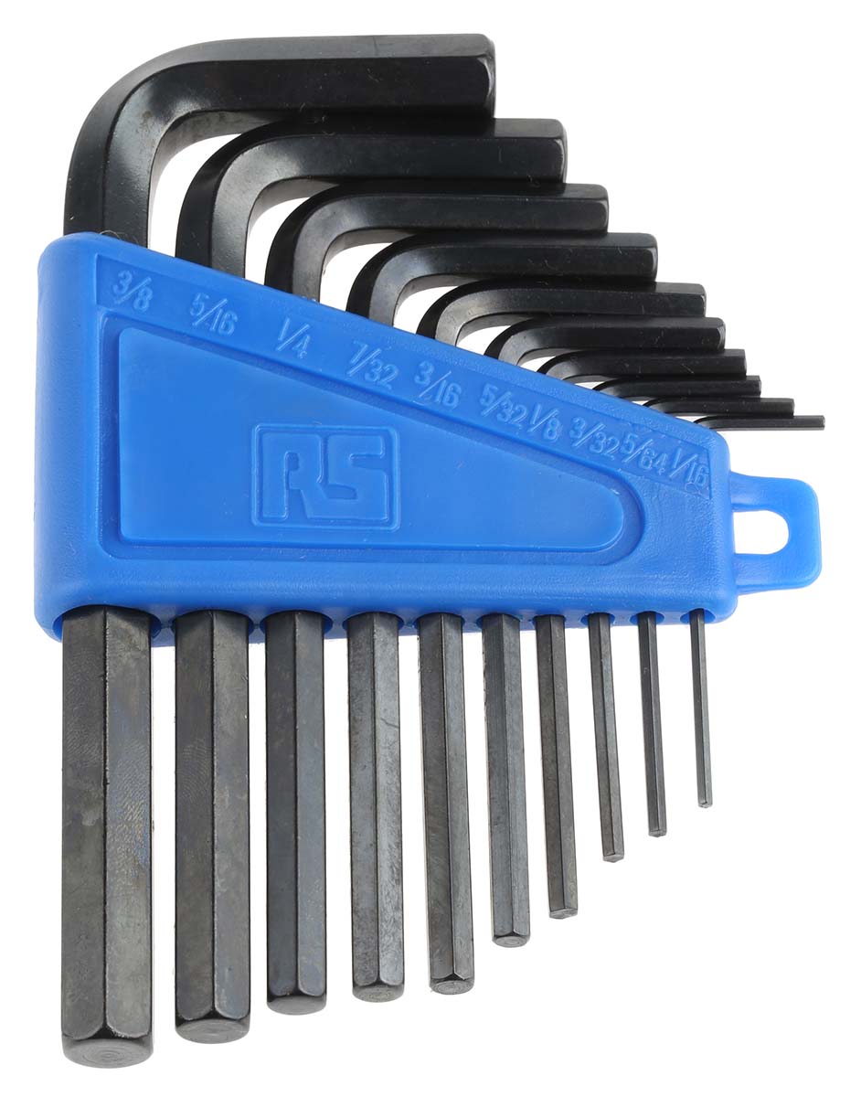 RS PRO 10 piece L Shape Imperial Hex Key Set, 1/16 → 5/16"