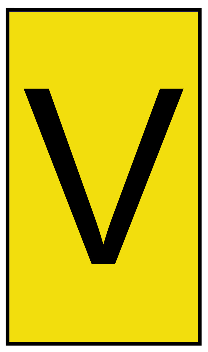 HellermannTyton Ovalgrip Slide On Cable Markers, Black on Yellow, Pre-printed "V", 1.7 → 3.7mm Cable, 901-10166