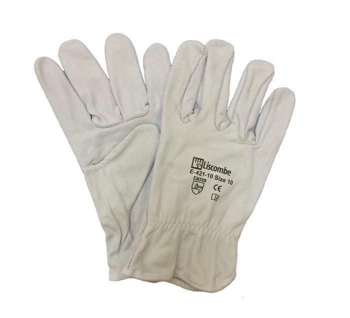 Liscombe Grey Leather Work Gloves, Size 11, Leather Coating