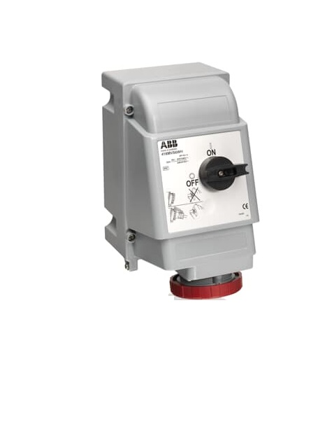 Amphenol Industrial Vertical Switchable IP67, IP69 Industrial Interlock Socket 3P+E, Earthing Position 6h, 16A, 415 V
