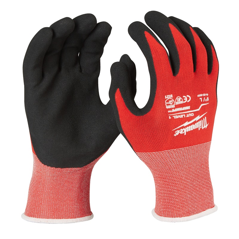 Milwaukee Red Nitrile Glove, Size 9, Nitrile Coating
