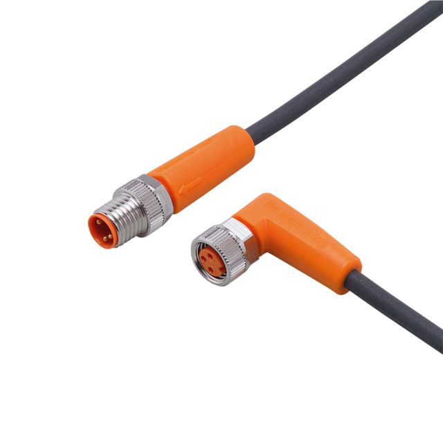 ifm electronic Male 3 way M8 to Female 3 way M8 Communication Cable, 0.6 m