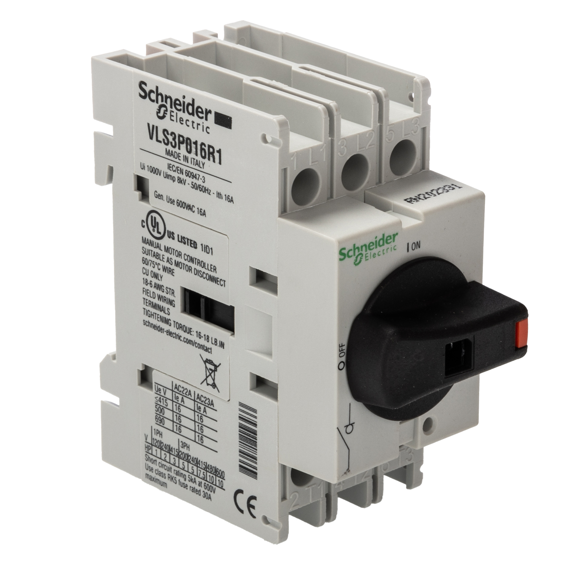 Schneider Electric 3P Pole DIN Rail Switch Disconnector - 16A Maximum Current, 11kW Power Rating, IP20