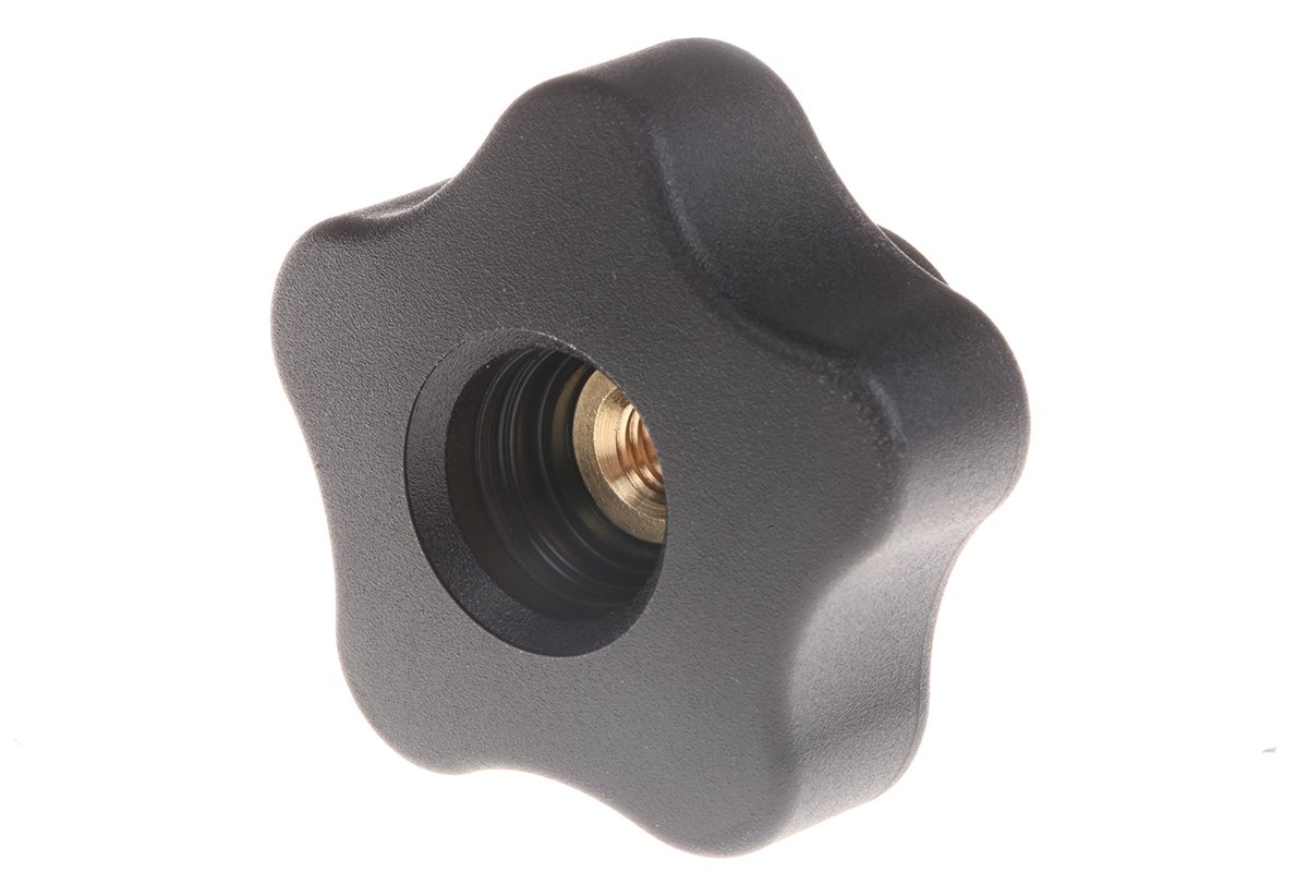 Elesa 69897 Black Multiple Lobes Clamping Knob, M6, Threaded Through Hole