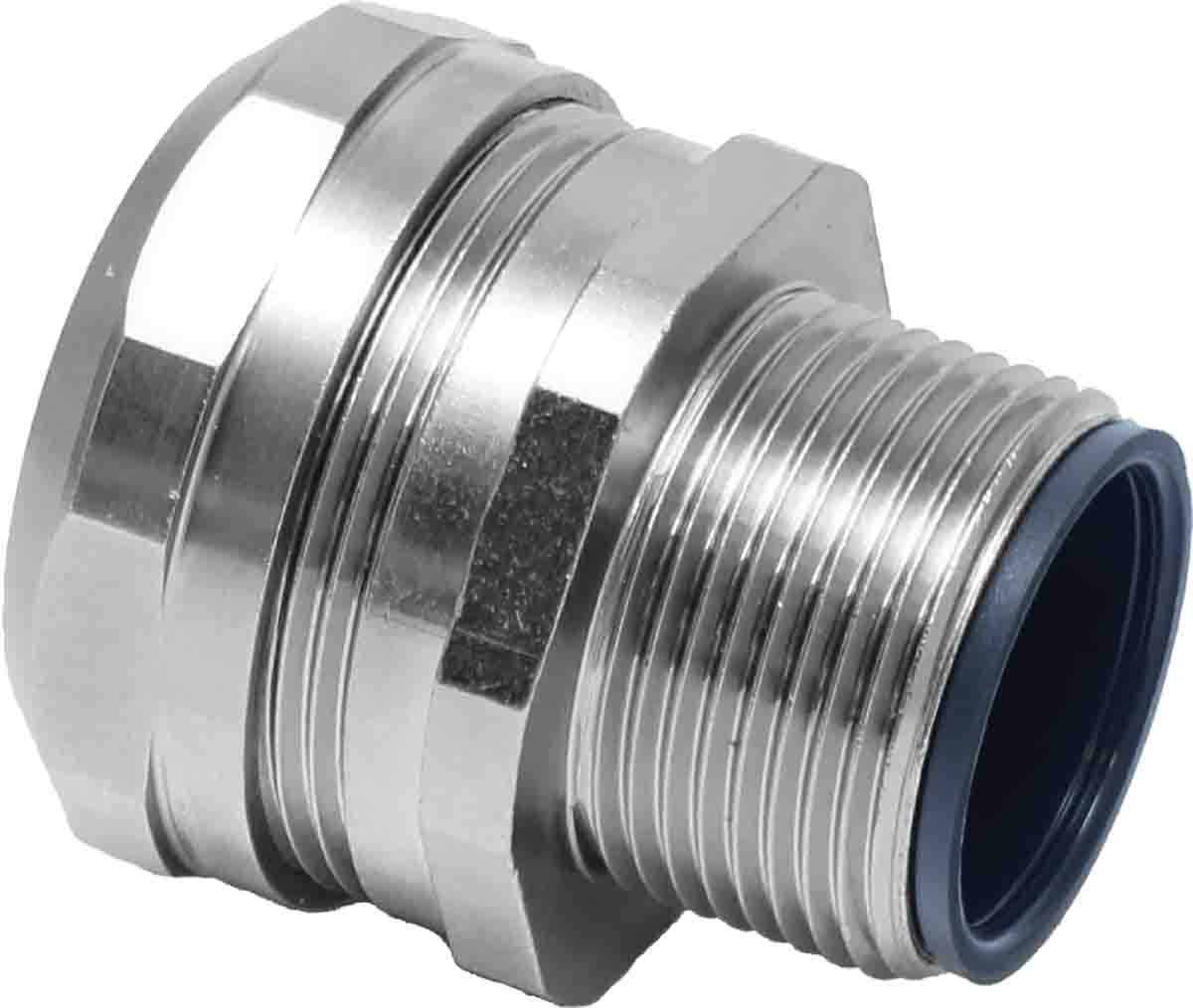 RS PRO Fixed Fitting, Conduit Fitting, 16mm Nominal Size, M20, Brass, Silver IP67 rating