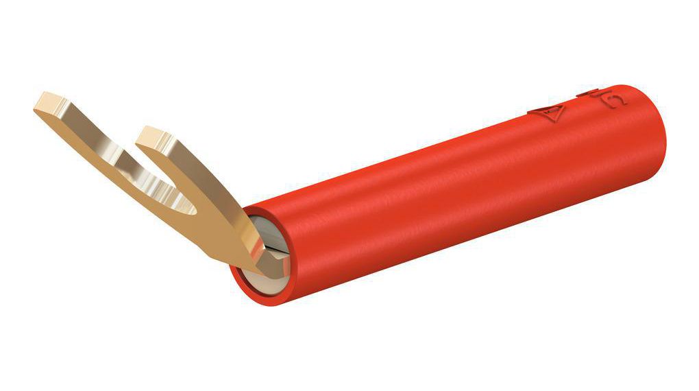 Staubli B4-I/KS Insulated Fork Terminal, 4mm Stud Size, Red