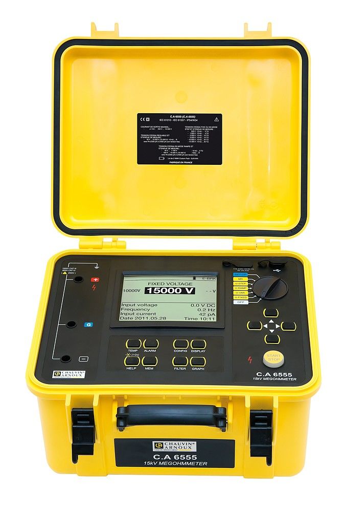 Chauvin Arnoux CA 6555 Insulation Tester, 40V Min, 15000V Max