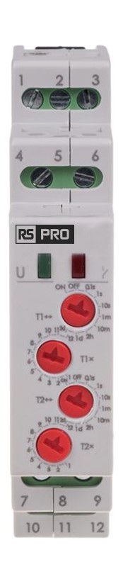 RS PRO DIN Rail Mount Timer Relay, 230V, 2-Contact, 0.1 s → 576h, 2-Function, 2NO/1NC