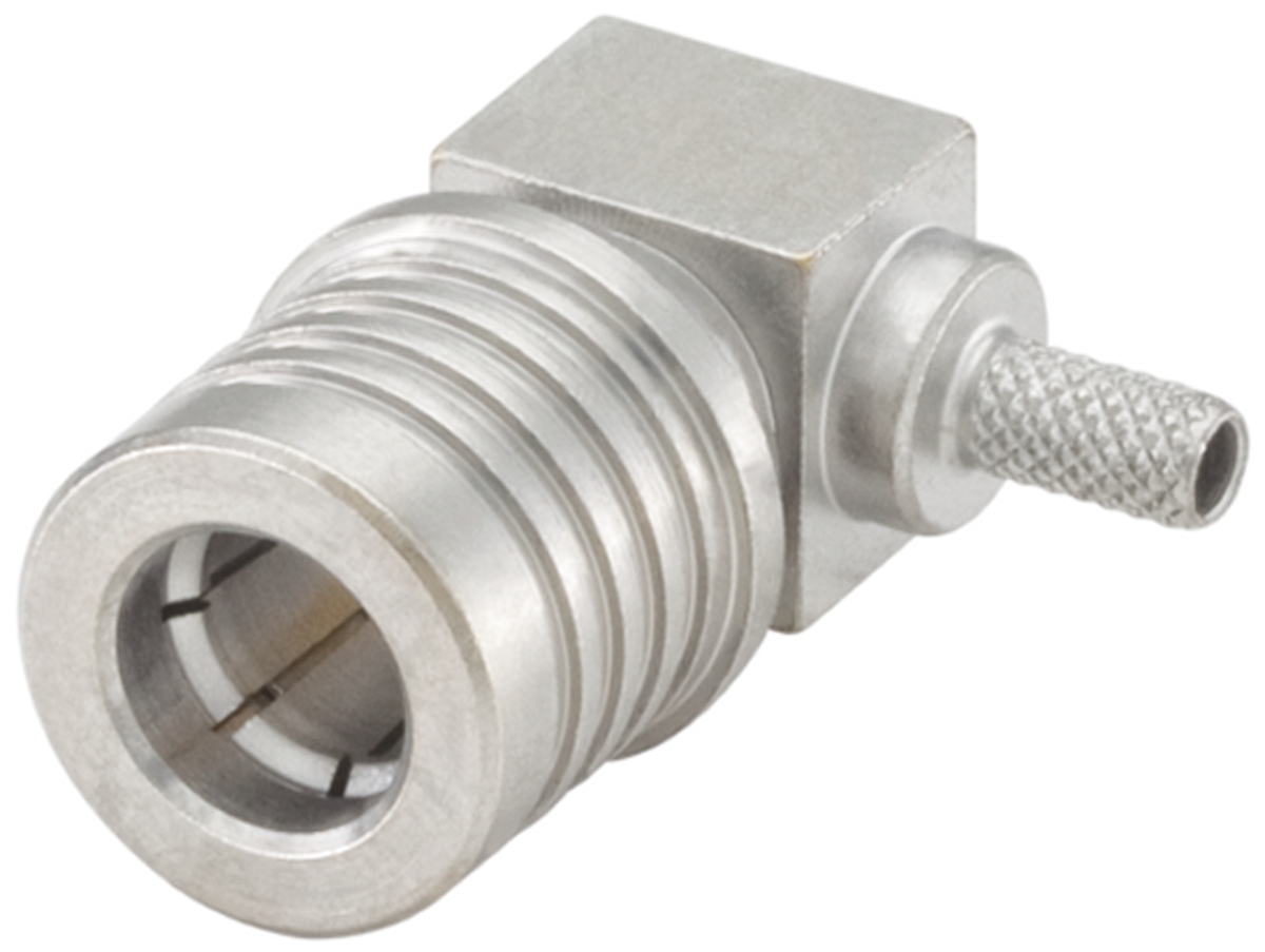 Rosenberger, Plug Cable Mount QMA Connector, 50Ω, Crimp, Solder Termination, Right Angle Body