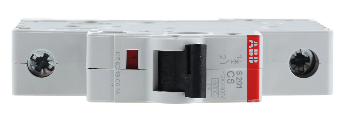 ABB System Pro M Compact S200 MCB, 1P, 6A Curve C, 253V AC, 72V DC, 6 kA Breaking Capacity
