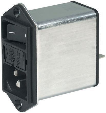 Schurter 8A, 250 V ac Male Panel Mount Filtered IEC Connector DD12.8121.111, Quick Connect Terminals 6.3 x 0.8 mm