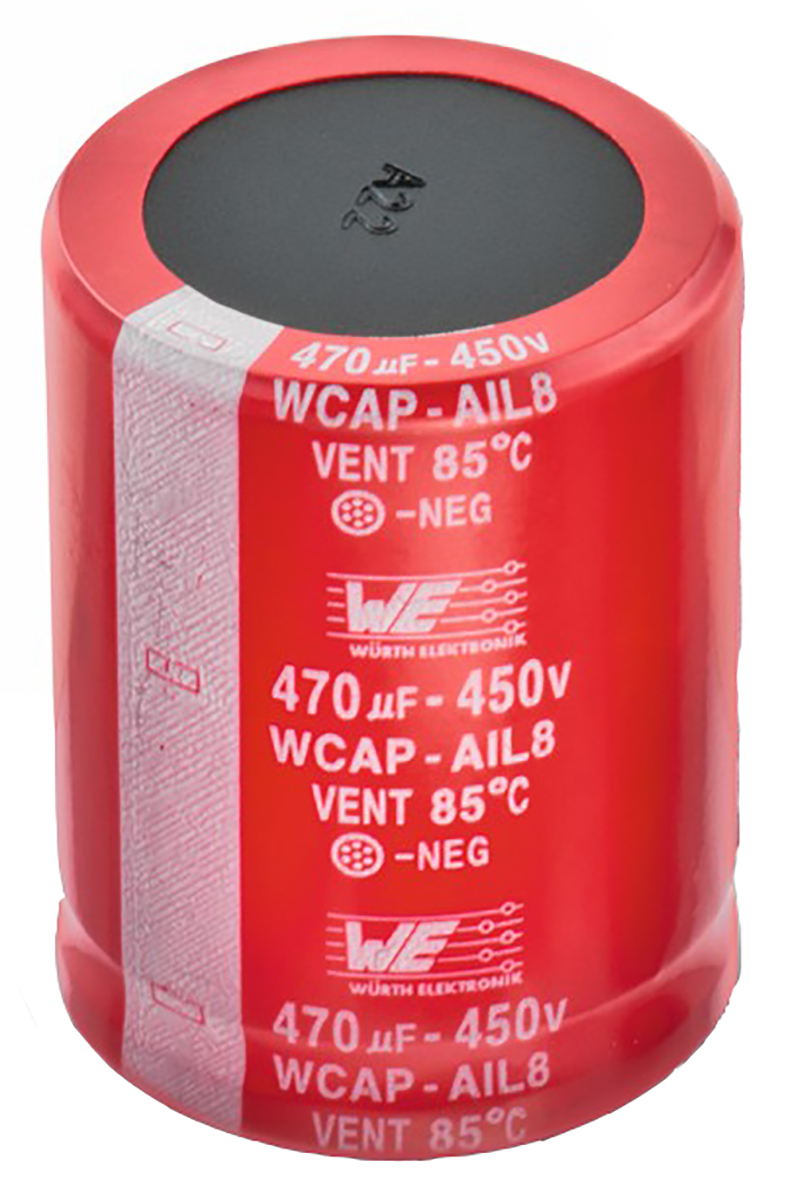 Wurth Elektronik 820μF Aluminium Electrolytic Capacitor 450V dc, Snap-In - 861101486029