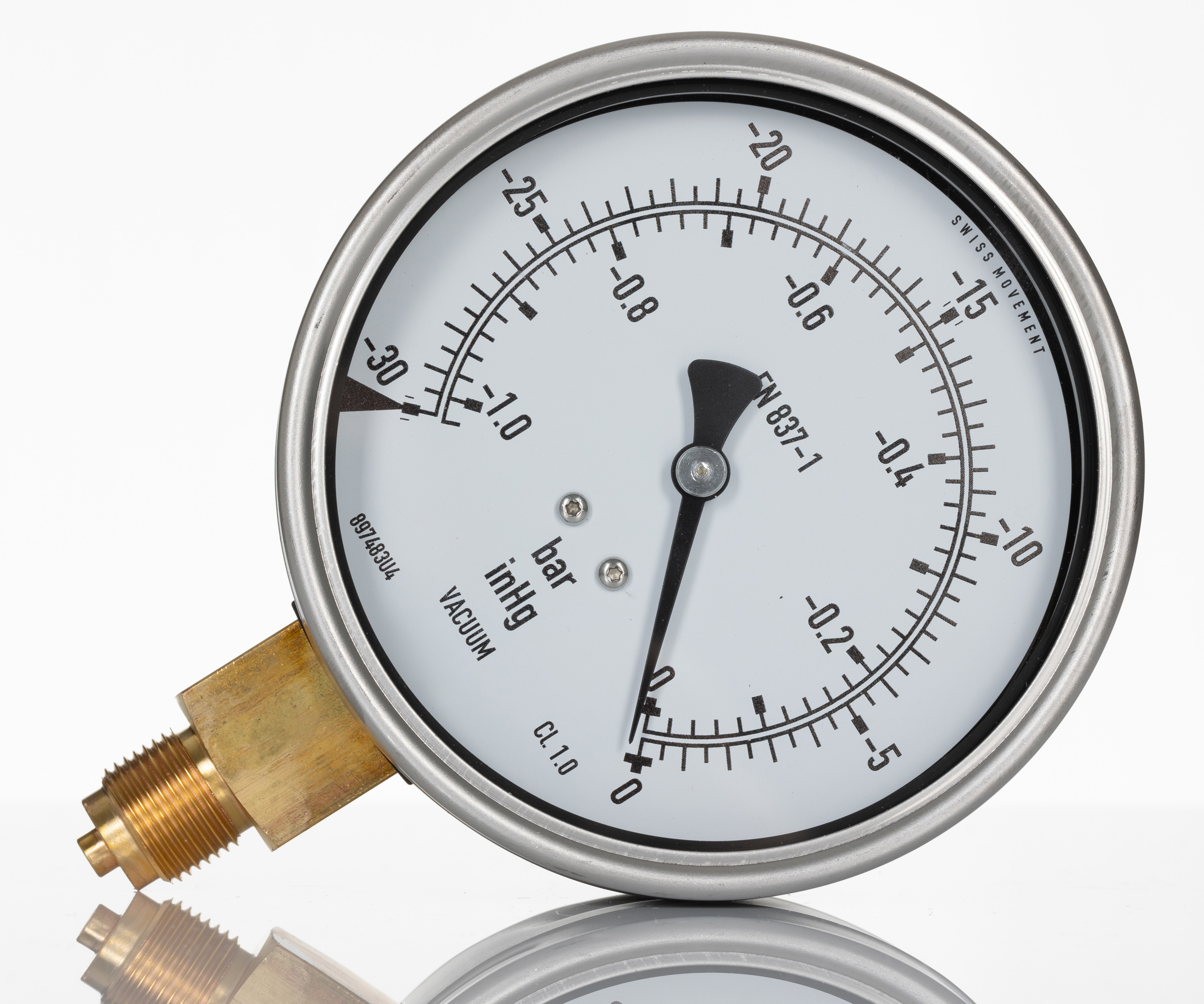 RS PRO G 3/8 Analogue Pressure Gauge 0bar Bottom Entry 100mm Outside Diameter
