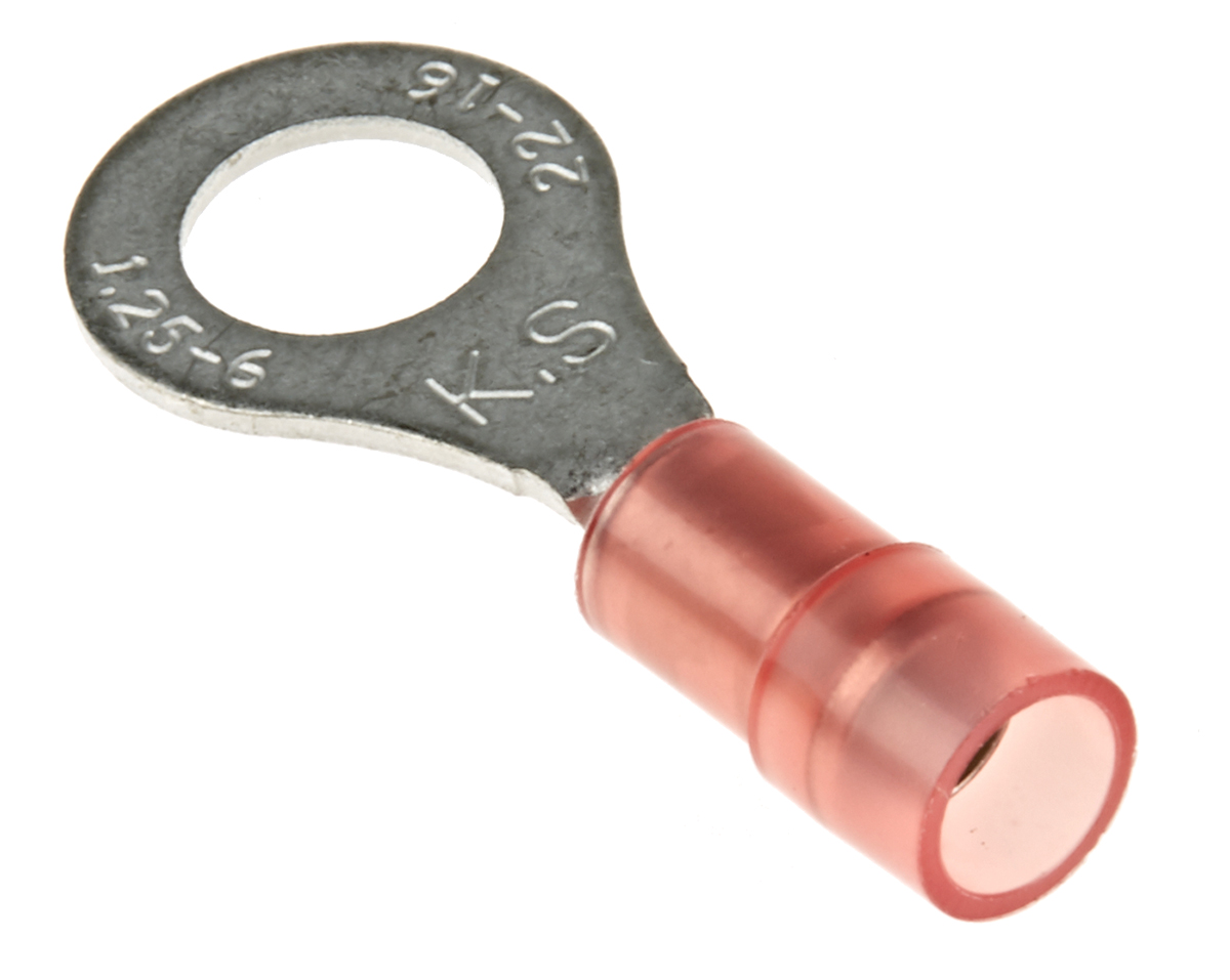 RS PRO Insulated Ring Terminal, M6 Stud Size, 0.5mm² to 1.5mm² Wire Size, Red