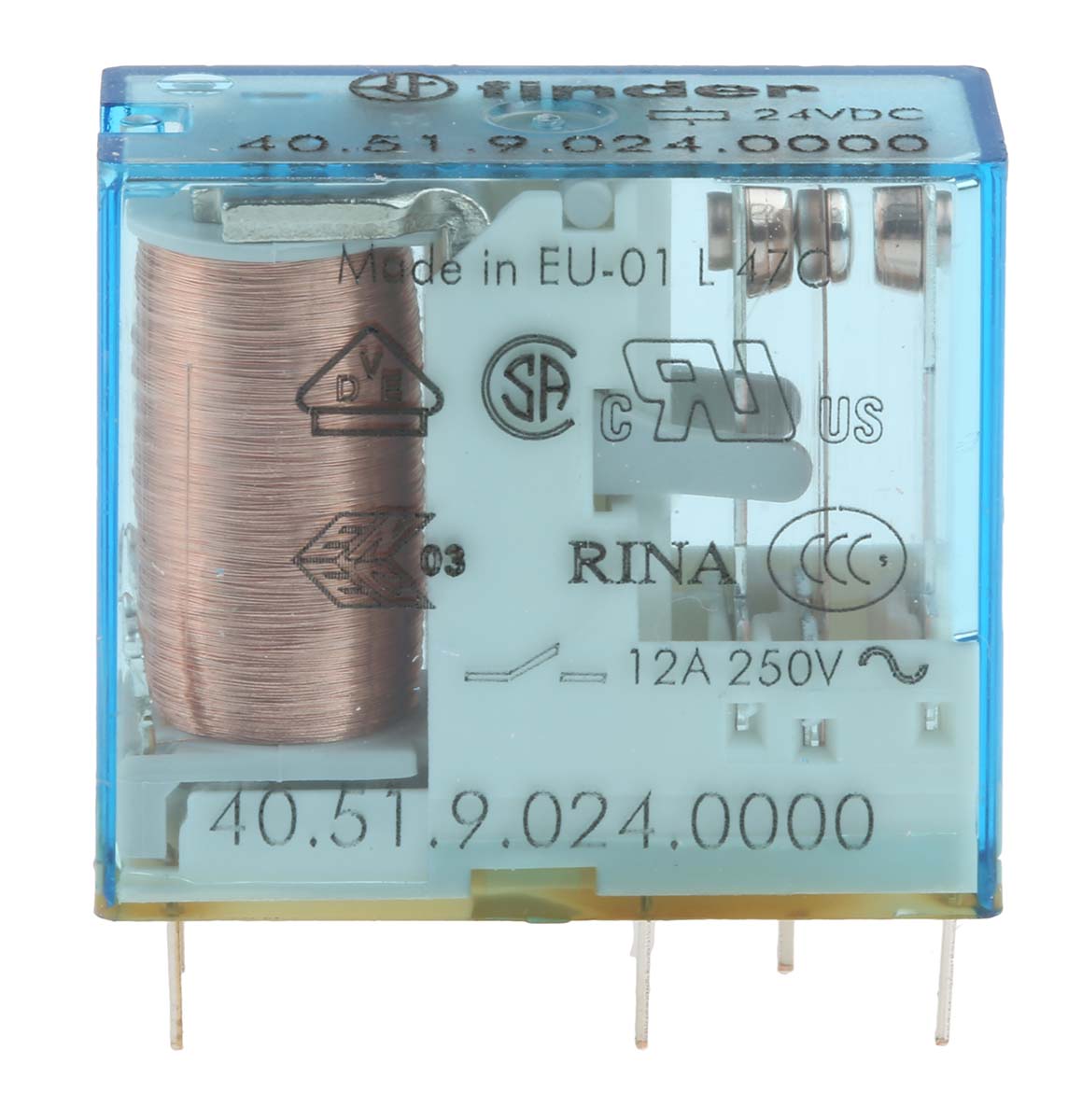 Finder PCB Mount Power Relay, 24V dc Coil, 10A Switching Current, SPDT
