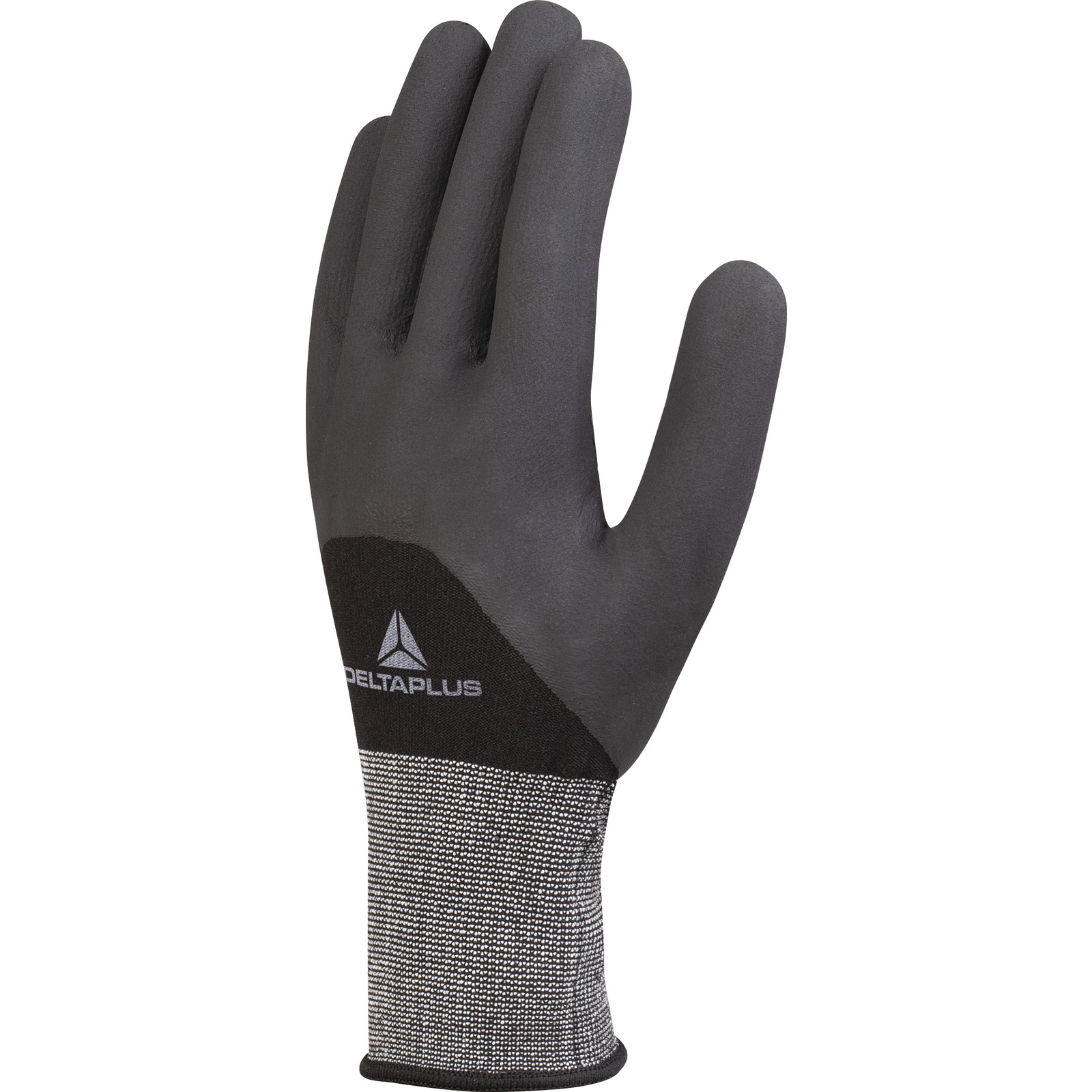 Delta Plus VE725NO Black Polyester, Spandex Work Gloves, Size 9, Nitrile Coating