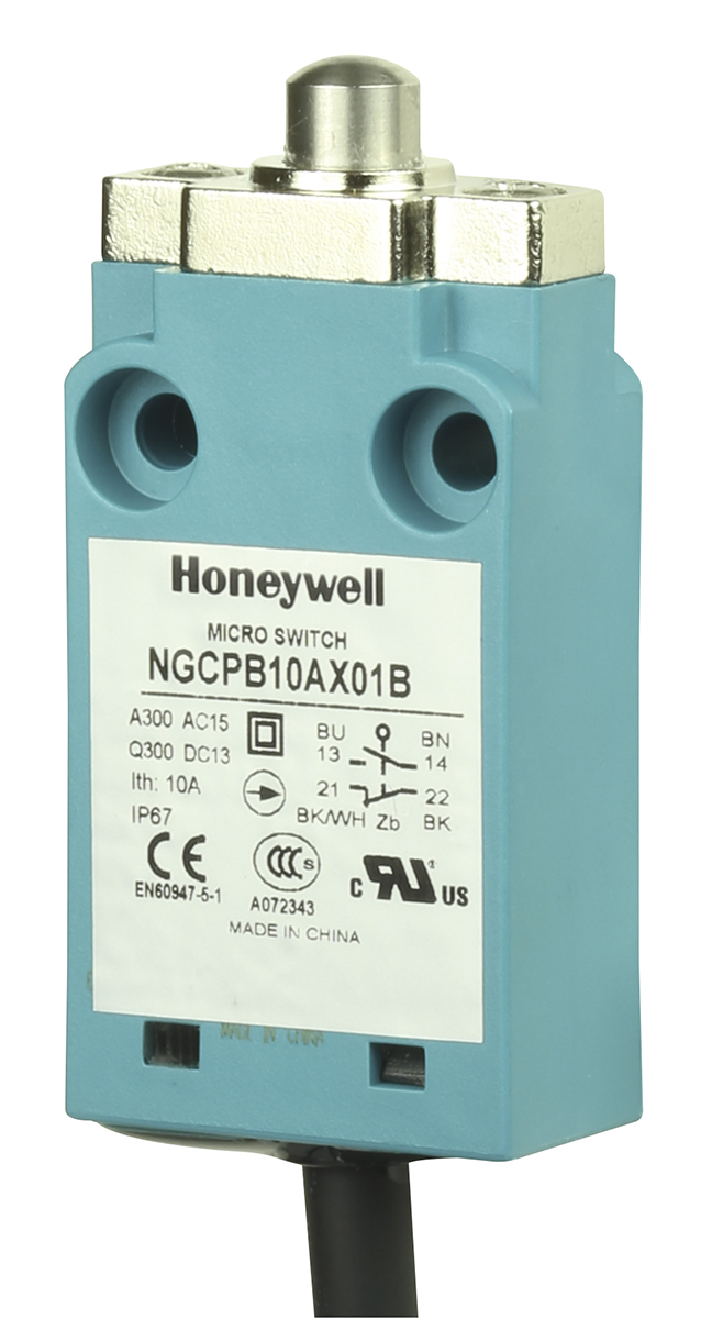 Honeywell NGC Series Plunger Limit Switch, NO/NC, IP67, SPDT, Plastic Housing, 240V ac Max, 6A Max