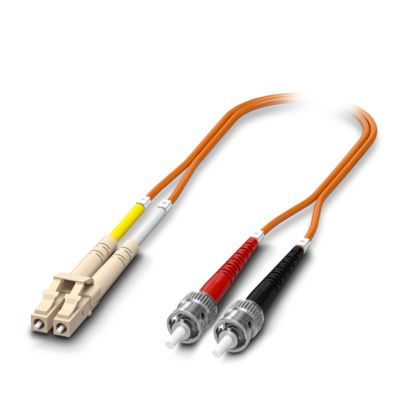 Phoenix Contact LC to ST x 2 Duplex Multi Mode OS2 Fibre Optic Cable, 62.5/125μm, Orange, 2m