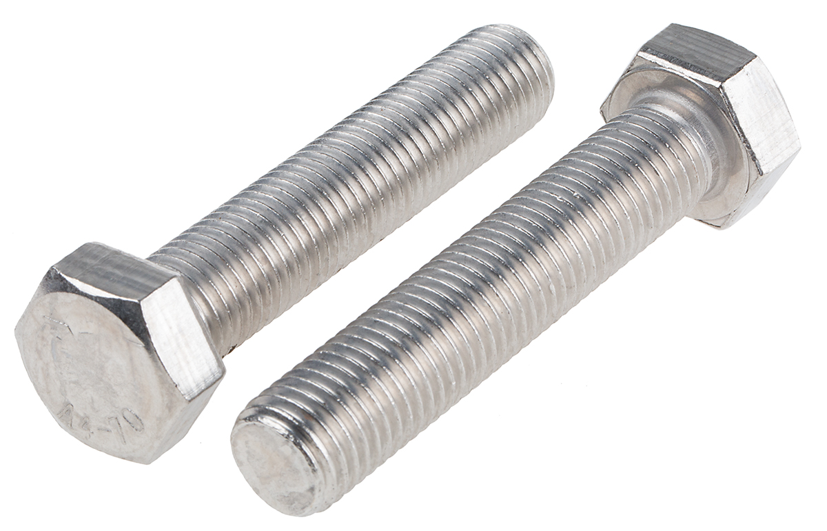 RS PRO Stainless Steel, Hex Bolt, M16 x 80mm