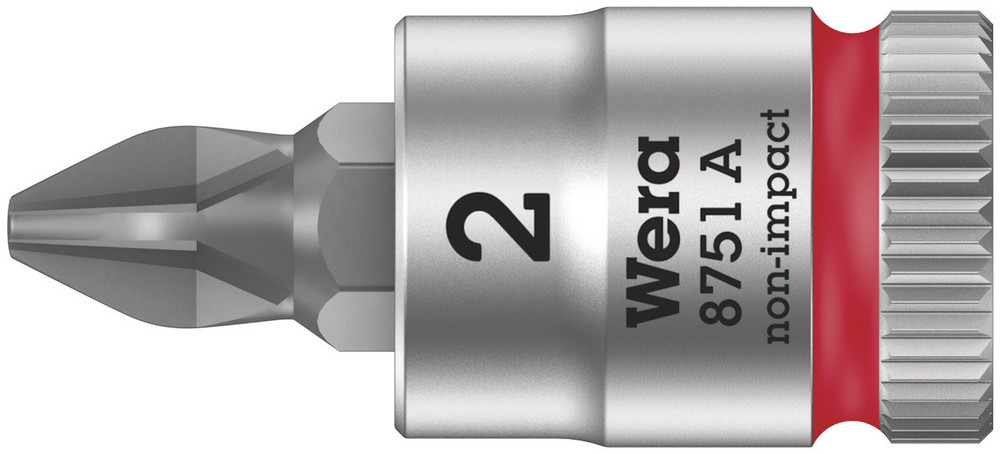 Wera 1/4 in Drive Bit Socket, Phillips Bit, PH2, 100 mm Overall Length