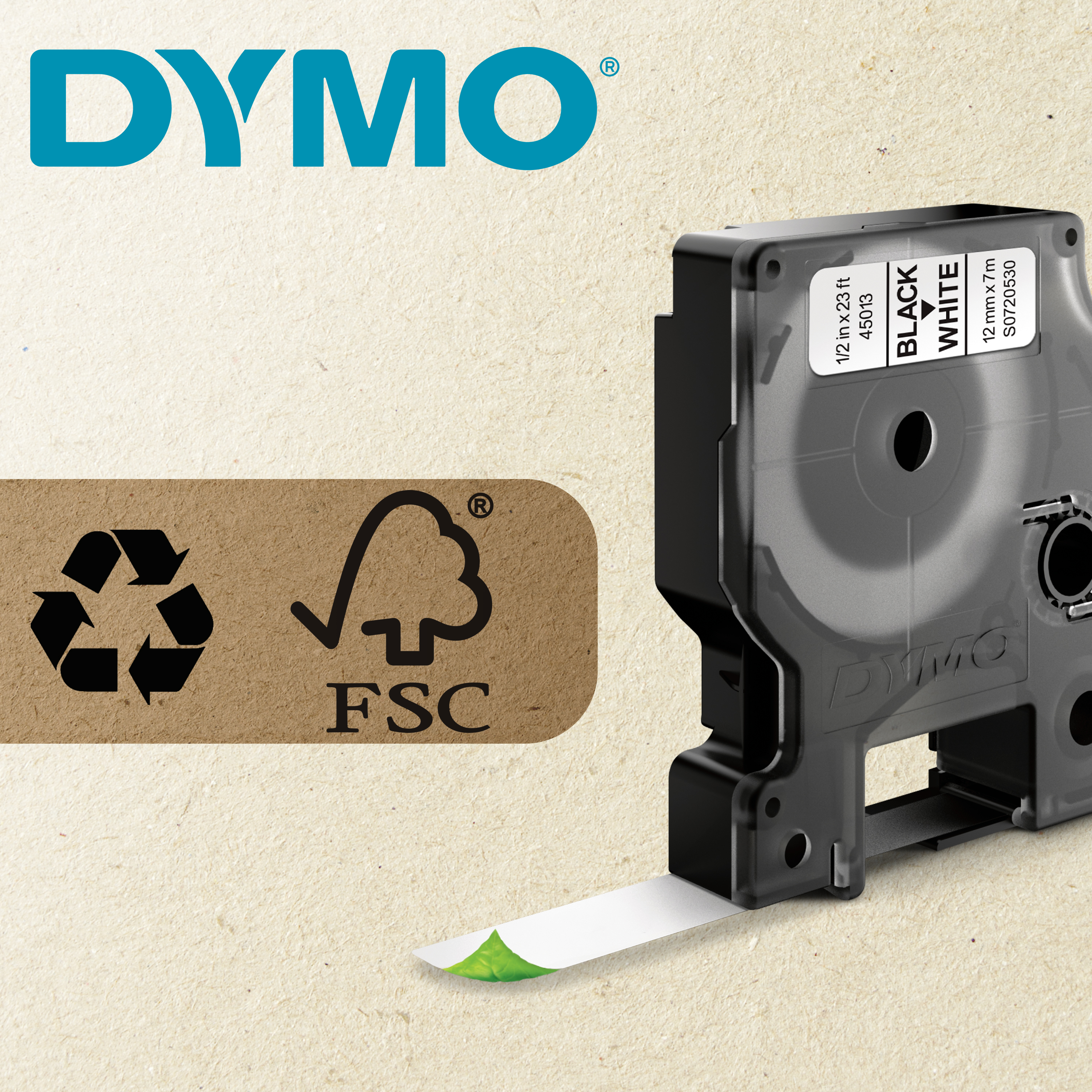 Dymo Blue on White Label Printer Tape, 7 m Length, 9 mm Width