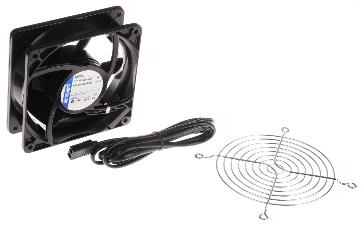 ebm-papst 4000 N Series Axial Fan Kit, 115 V ac, AC Operation, 180m³/h, 18W, 119 x 119 x 38mm