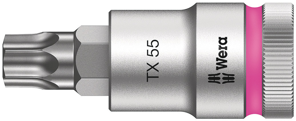 Wera 1/2 in Drive Bit Socket, Torx Bit, T55, 60 mm Overall Length