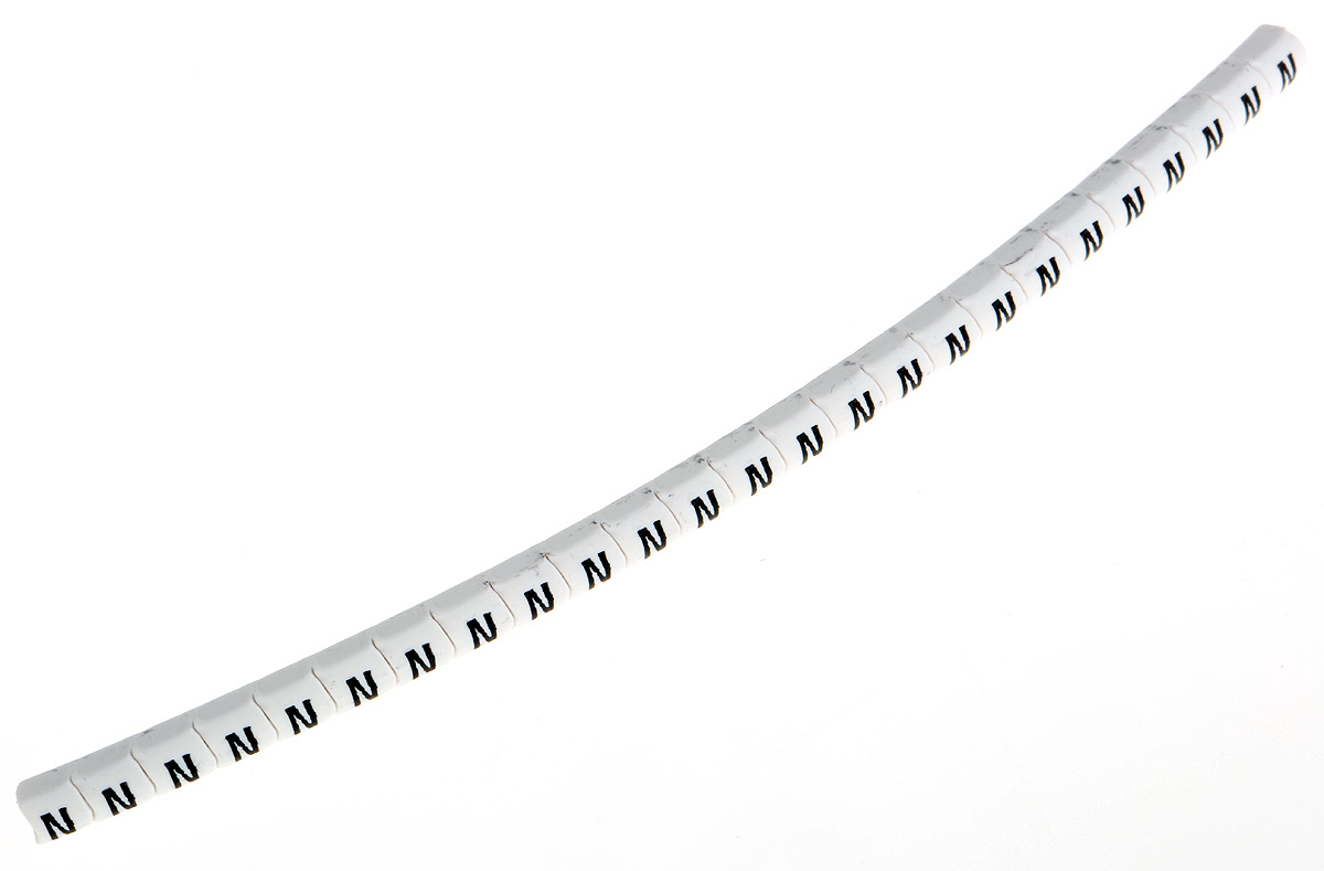 HellermannTyton Helagrip Slide On Cable Marker, Black on White, Pre-printed "N", 1 → 3mm Cable, 901-10375