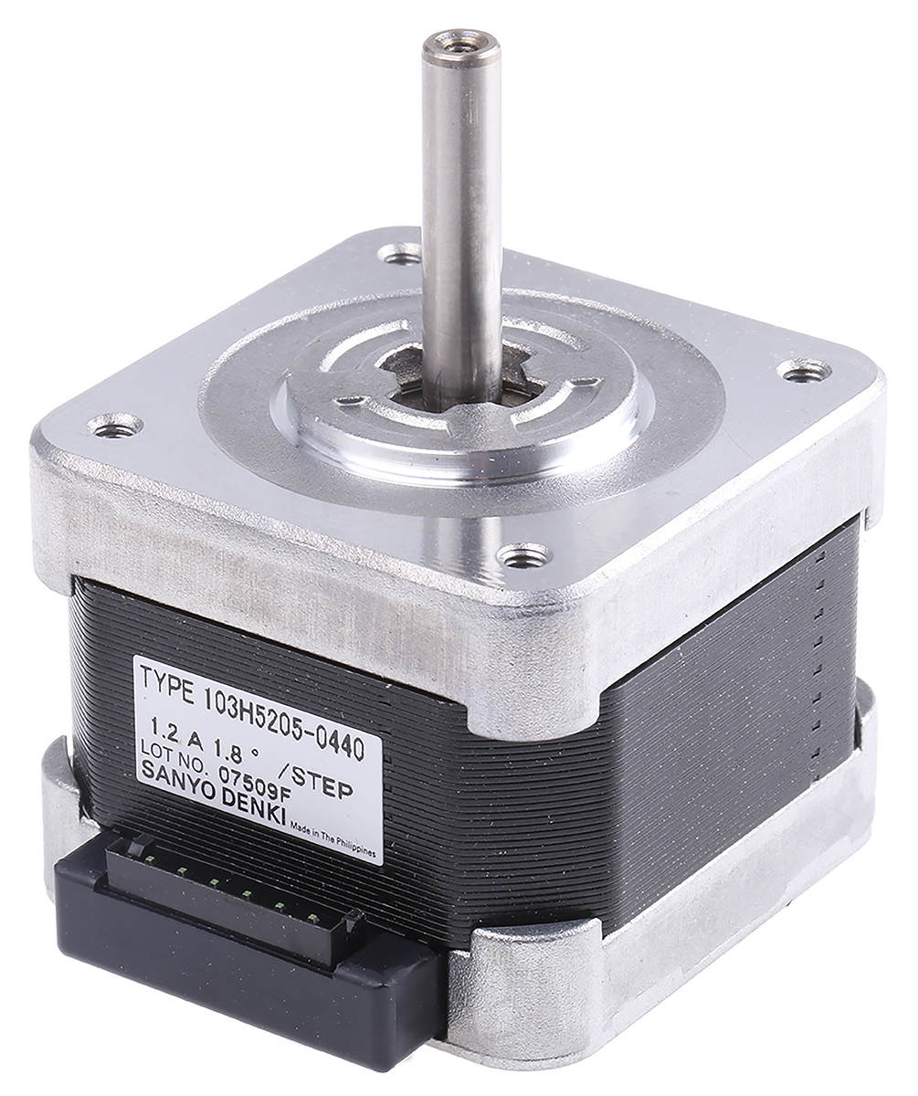 Sanyo Denki 103H5 Series Hybrid, Single Shaft Stepper Motor, 0.20Nm Torque, 24 V, 1.8°, 42 x 42mm Frame, 5mm Shaft