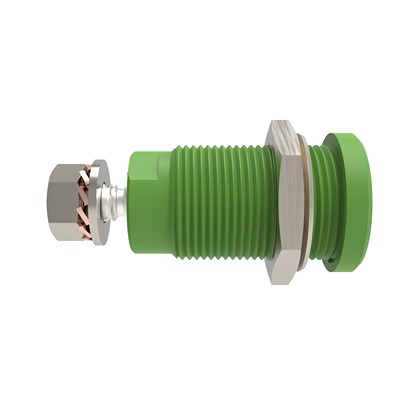 Schutzinger Green Female Banana Connector, 4 mm Connector, M4 Thread Termination, 32A, 1.5 kV dc, 1 kV dc, 600 V dc,