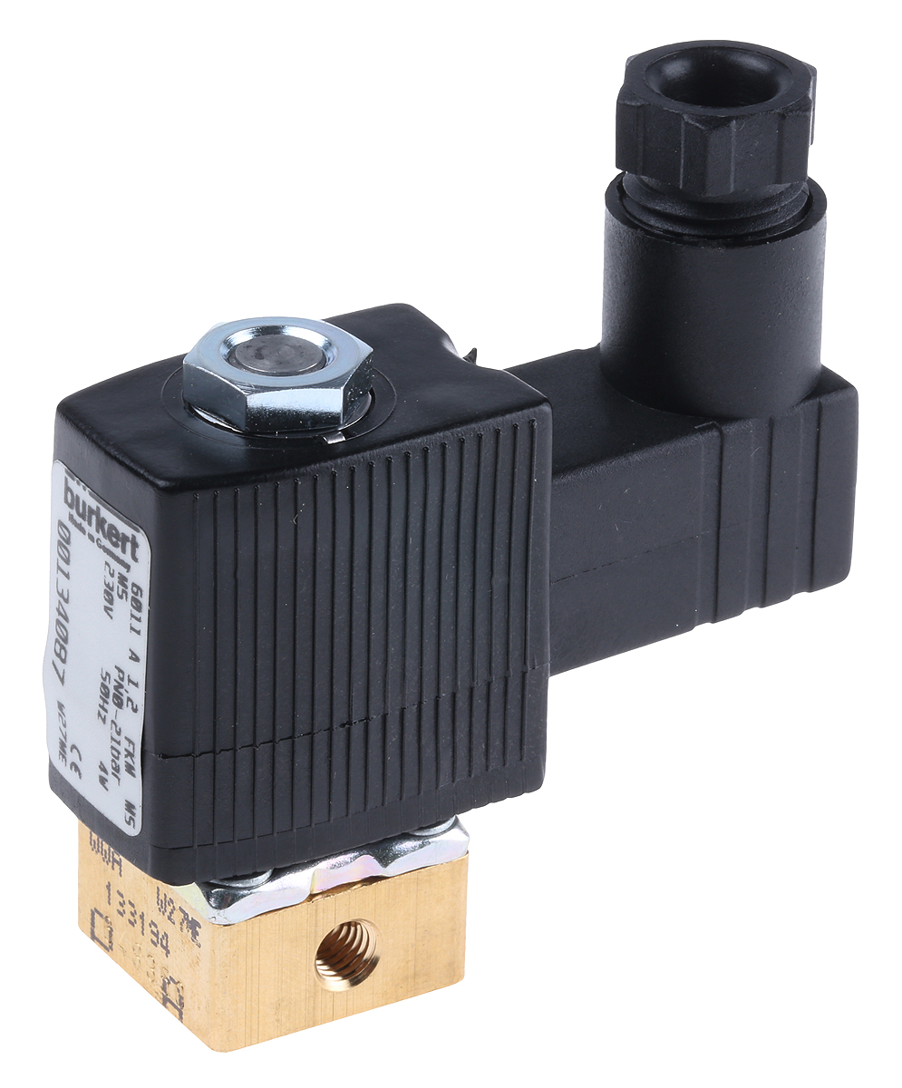 Burkert Solenoid Valve 134087, 2 Port, NC, 230 V ac 127 mm