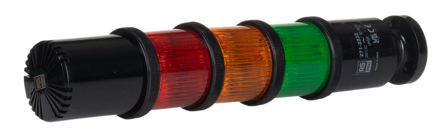 RS PRO Amber, Green, Red Signal Tower, 3 Lights, 24V, Screw Mount