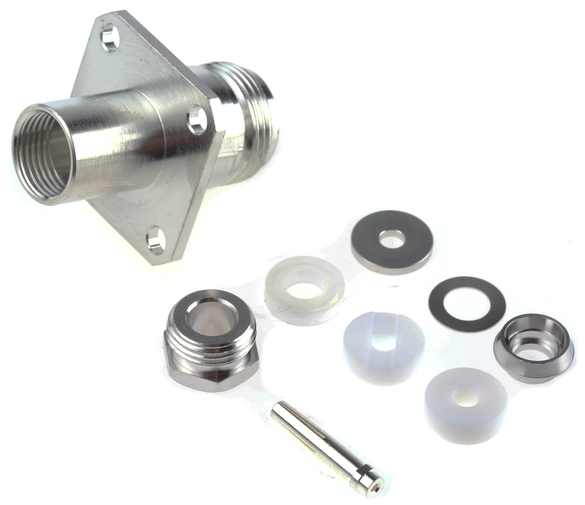 Telegartner, Jack Panel Mount N Connector, 50Ω, Clamp Termination, Straight Body