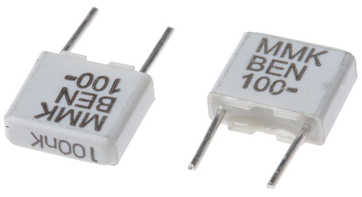 KEMET MMK Polyester Film Capacitor, 63 V ac, 100 V dc, ±10%, 100nF, Through Hole