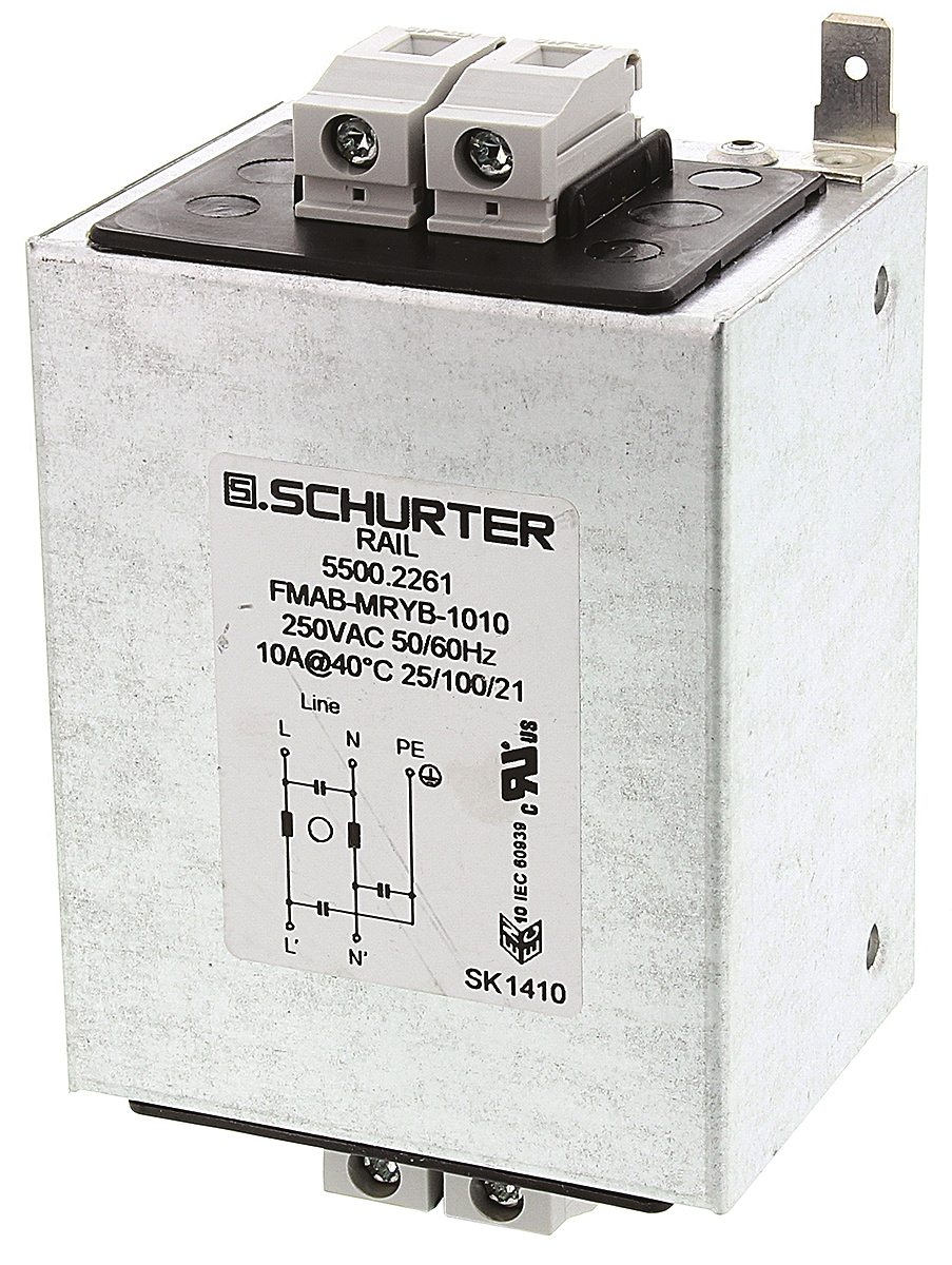 Schurter, FMAB RAIL 20A 250 V ac 50 → 60Hz, DIN Rail RFI Filter, Screw, Single Phase