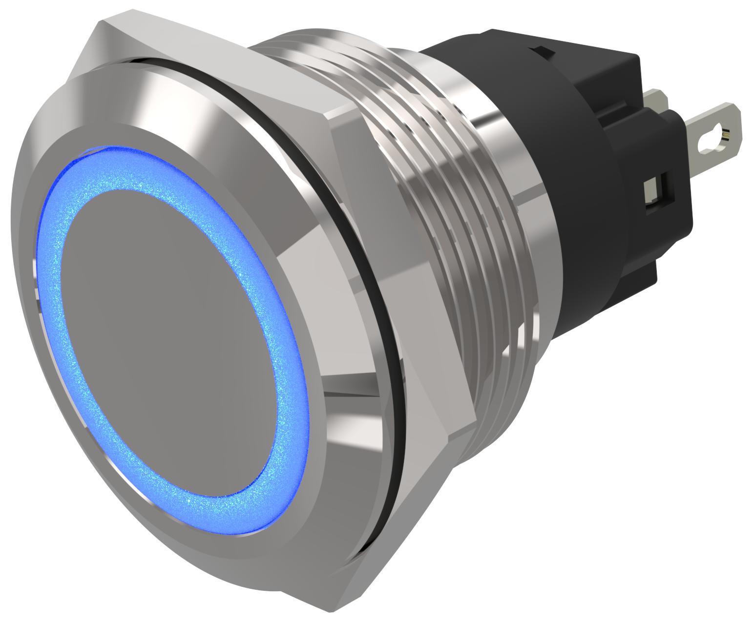 EAO 82 Series Blue Indicator, 24V ac/dc, 22mm Mounting Hole Size, Solder Tab Termination, IP65, IP67