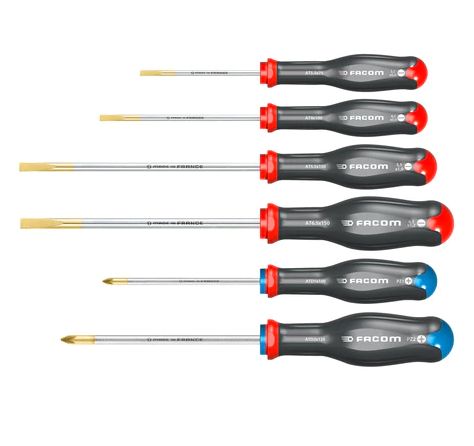 Facom Pozidriv; Slotted Screwdriver Set, 6-Piece