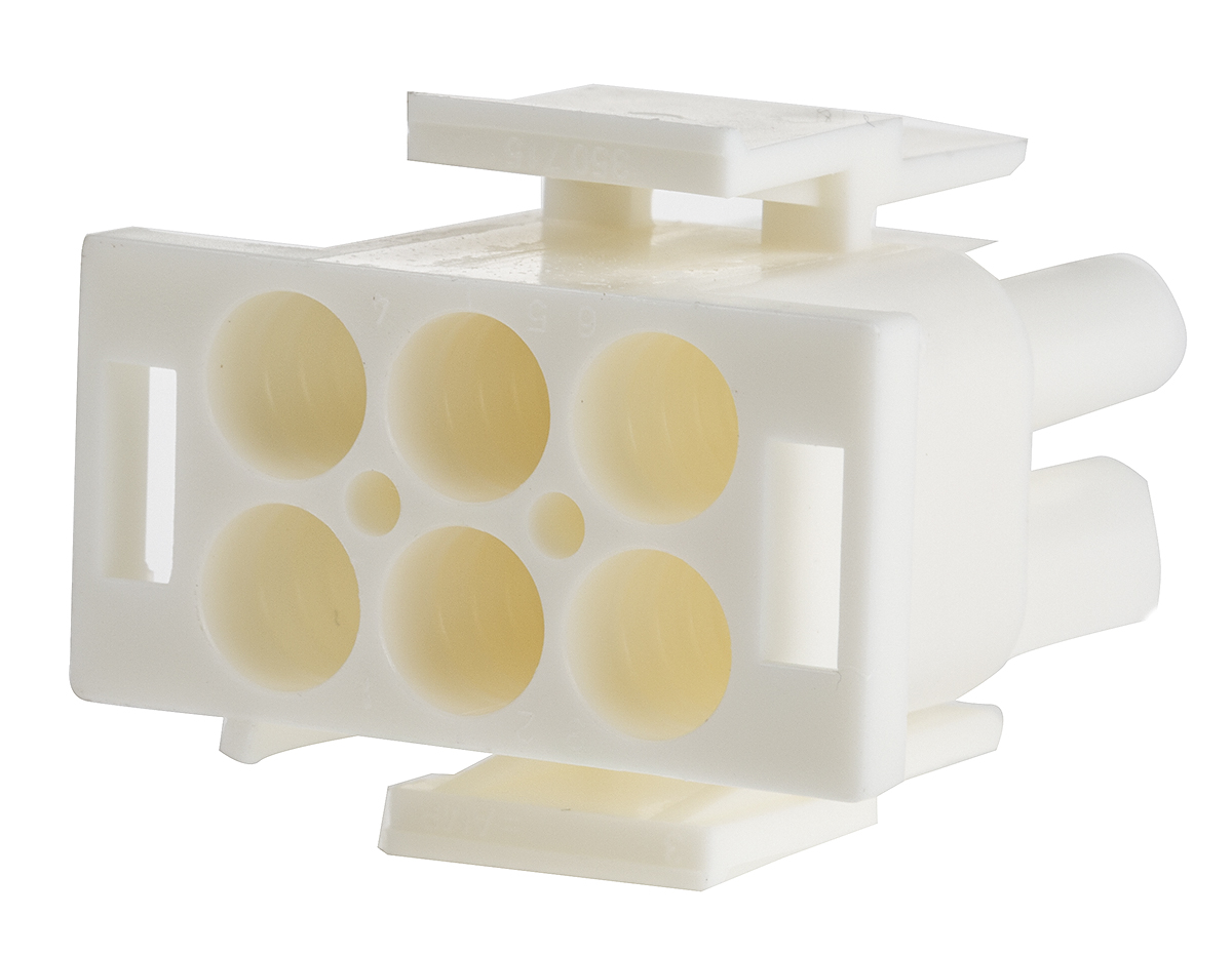 TE Connectivity, Universal MATE-N-LOK Male Connector Housing, 6.35mm Pitch, 6 Way, 2 Row