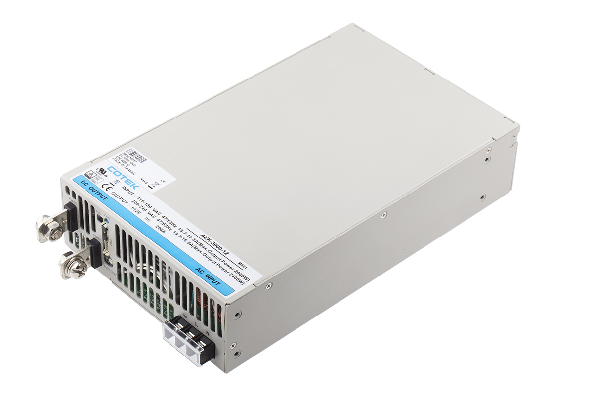 COTEK Switching Power Supply, AEK-3000-12, 12V dc, 200A, 2.4kW, 1 Output, 127 → 370 V dc, 90 → 264 V ac
