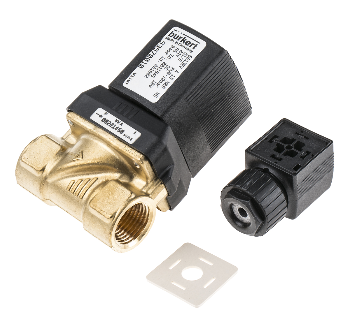 Burkert Solenoid Valve 221602, 2 Port, NC, 24 V dc