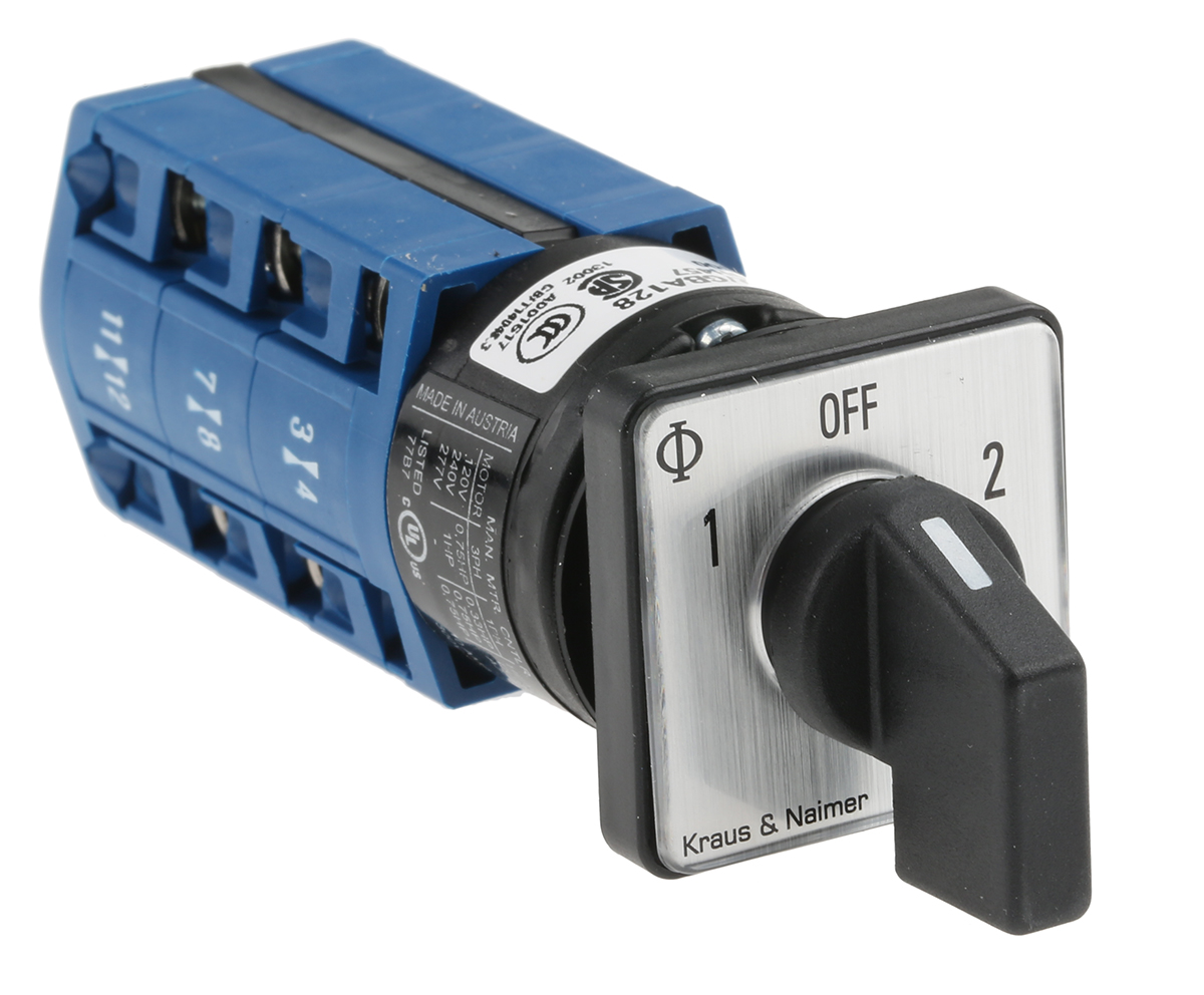 Kraus & Naimer, 3P 3 Position Double Throw Cam Switch, 10A
