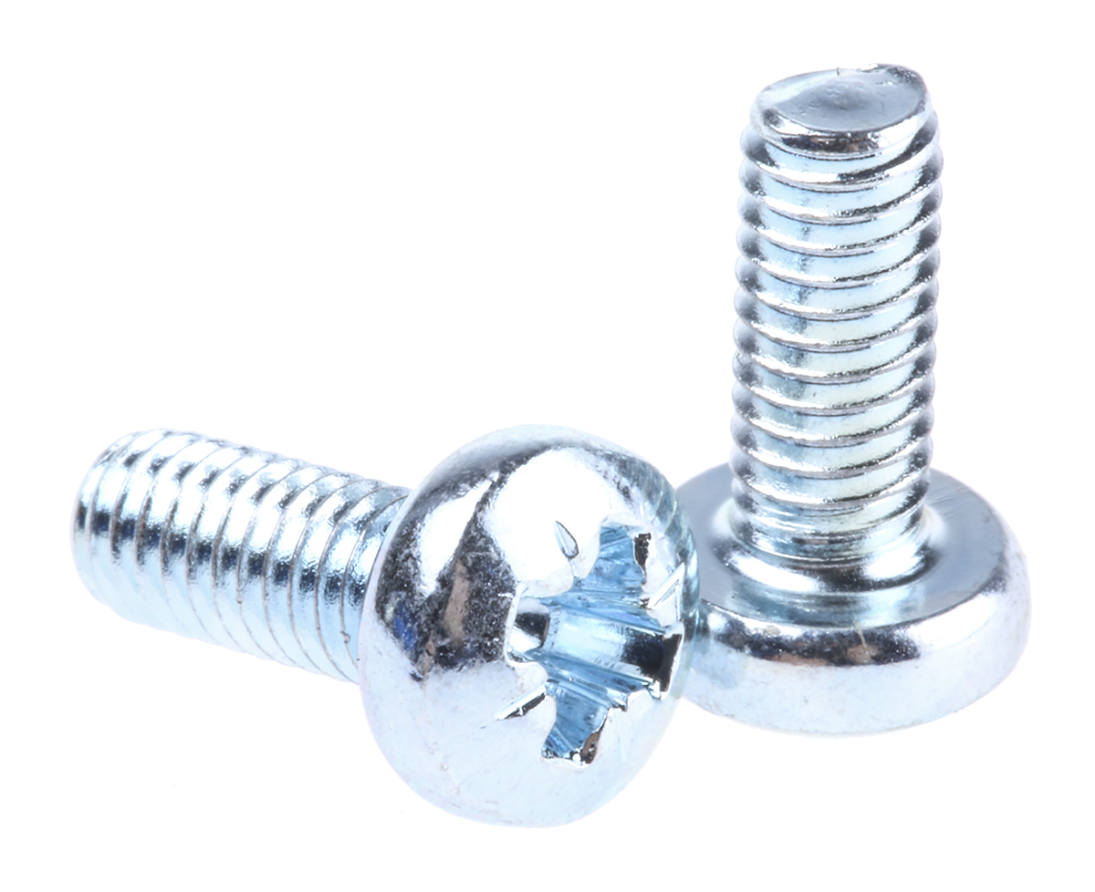 RS PRO Pozi M4 Pan Steel Machine Screws DIN 7985 x 10.0mm