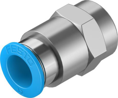 Festo Straight Threaded Adaptor, G 3/8 Female to Push In 12 mm, Threaded-to-Tube Connection Style, 130717