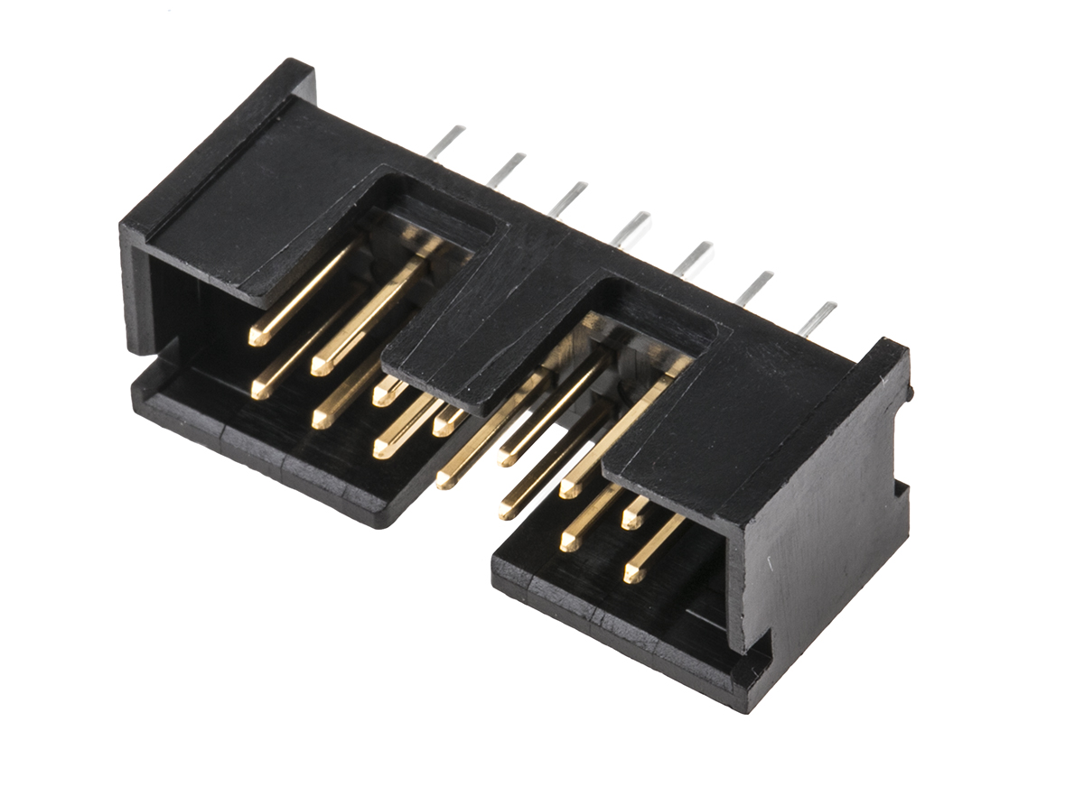TE Connectivity AMP-LATCH Series Straight Through Hole PCB Header, 14 Contact(s), 2.54 mm Pitch, 2 Row, Shrouded