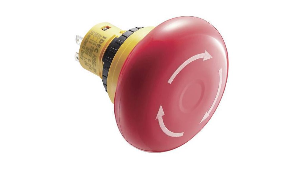 Idec X6 Series Emergency Stop Switch, On-Off, Panel Mount, 16.2mm Cutout, 2NC, 250V ac, IP65